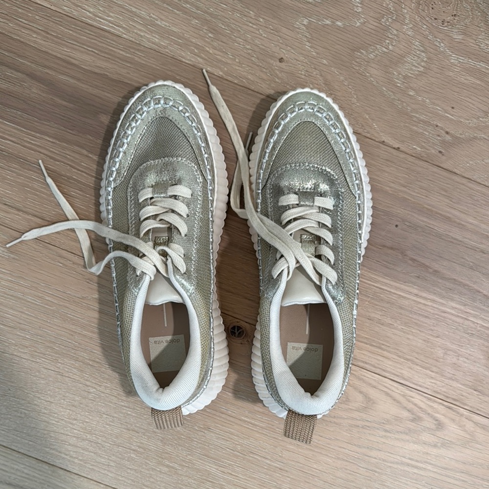 Stylish Beige Sneakers with White Accents